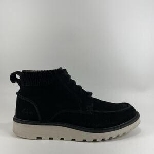 Clarks Collection Barnes Mid Boots Black Suede Mens Size 9 Moc Toe Lace Up